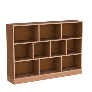 IOTXY Open Shelf Low Bookcase - Wooden 3-Tier Floor Standing Display Cabinet Organizer with Base, 10 Cubes Short Horizontal Bookshelf in Pear Yellow - Image 5