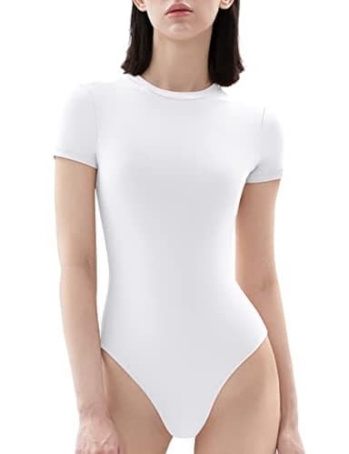 PUMIEY Bodysuits for Women Dupes Body Suit Splashed White Small - Image 1