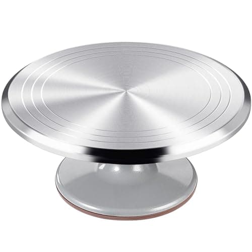 12 Inch Round Aluminum Tall Revolving Cake Decorating Stand,Cake Turntable, Rotating Cake Stand,Cake Spinner Turntable for Decorating,Cake Turntable for Decorating,Professional Cake Decorat Spin Kit - Image 1
