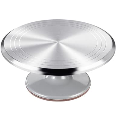 12 Inch Round Aluminum Tall Revolving Cake Decorating Stand,Cake Turntable, Rotating Cake Stand,Cake Spinner Turntable for Decorating,Cake Turntable for Decorating,Professional Cake Decorat Spin Kit - Image 1