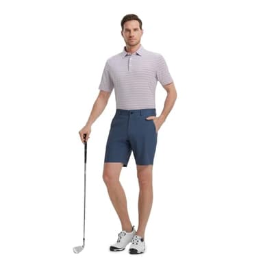 Rouen Mens Polo Shirts Short Sleeve Stripe Dry Fit Performance Moisture Wicking Casual Collared Golf Shirts for Men - Image 2