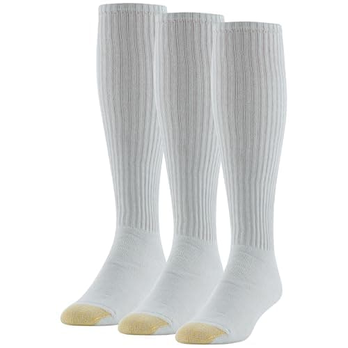GOLDTOE Men's Ultra Tec Performance Over-The-Calf Athletic Socks, Multipairs, White (3-Pairs), Large - Image 1