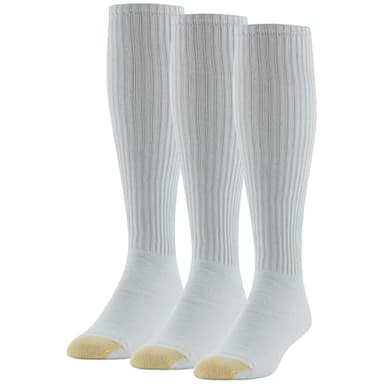 GOLDTOE Men's Ultra Tec Performance Over-The-Calf Athletic Socks, Multipairs, White (3-Pairs), Large - Image 1
