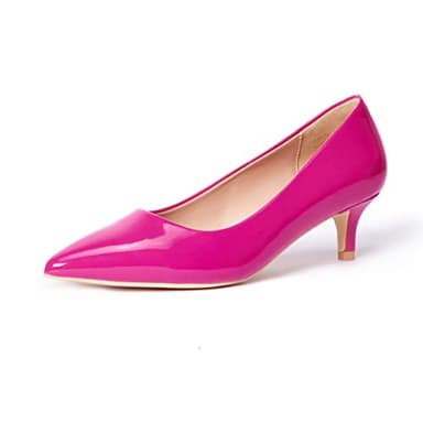 GENSHUO Womens Kitten Heels,Classic 2 Inch Low Heel Pumps Slip On Closed Pointed Toe Pumps Office Work Dress Pump Shoes Fuchsia Patent Size 8 - Image 1