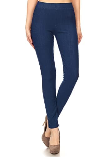 Leggings Depot Women's Cotton Blend Stretch Pull-on Jeggings Casual Pants with Pockets (Denim Blue, 2X) - Image 2