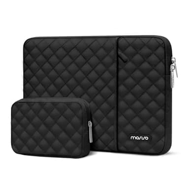 MOSISO Laptop Case 13.3 inch, 13-13.3 inch Laptop Sleeve Compatible with MacBook Air/Pro 13 / Pro 14, HP Dell Acer ASUS Lenovo,Square Quilted Vertical Computer Bag with Pocket&Small Case, Black - Image 1