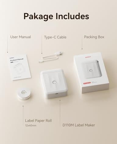NIIMBOT Label Maker Machine Bluetooth Label Printer for School Home Office Organization, Wireless Mini Labeler D110 Upgraded Version, Label Machine with Label, White - Image 9