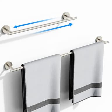 Round Bathroom Towel Bar, Stainless Steel Towel Holder Towel Rack for Bathroom Wall Mounted Towel Rod Heavy Duty Hand Towel Holder Organizer Modern Home Decor,Nickel - Image 4