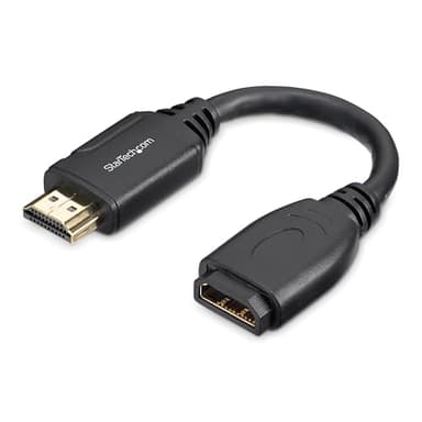 StarTech.com 6in High Speed HDMI Port Saver Cable with 4K 60Hz - Short HDMI 2.0 Male to Female Adapter Cable - Port Extender (HD2MF6INL) - Image 1