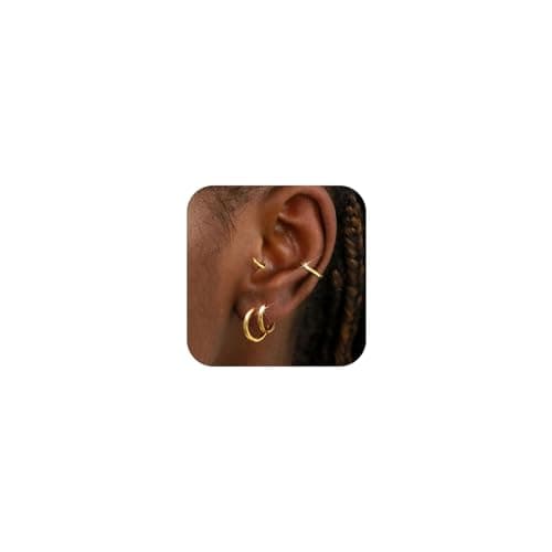 Supneer 4 Pairs Small Gold Hoop Earrings for Women Gold Hoops Men 18K Huggie Earrings Hypoallergenic Cartilage Mini Dainty Sleeper Jewelry Set 6mm 8mm 10mm 12mm - Image 1