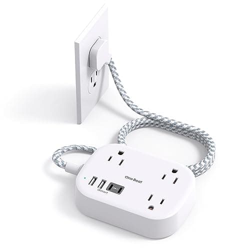 Cruise Essentials 2025,One Beat Travel Power Strip with USB C,Flat Plug Extension Cord with 3 Outlets 4 USB Ports(2 USB C),5 ft Desk Wall Outlet Extender,Non Surge Protector for Cruise,Dorm Room,ETL - Image 1