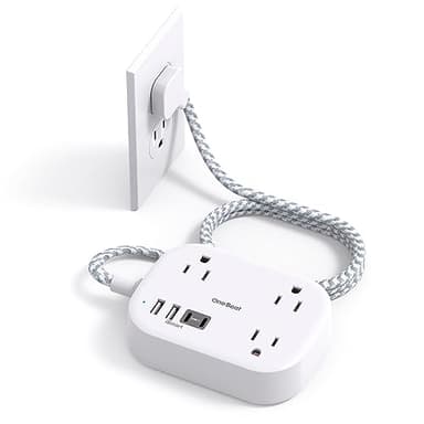 Cruise Essentials 2025,One Beat Travel Power Strip with USB C,Flat Plug Extension Cord with 3 Outlets 4 USB Ports(2 USB C),5 ft Desk Wall Outlet Extender,Non Surge Protector for Cruise,Dorm Room,ETL - Image 1