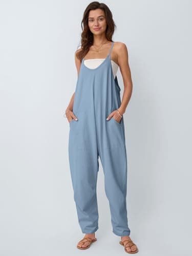 AUTOMET Jumpsuits for Women Casual Summer Outfits Rompers Comfy Beach Vacation Trendy Overalls Jumpers Fashion Clothes 2025 LightBlue L - Image 2