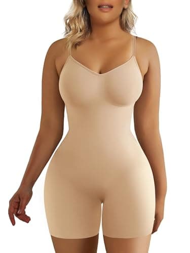 SHAPERX Shapewear for Women Tummy Control Bodysuit Mid Thigh Butt Lifter Body Shaper Shorts，SZ5218-2-Beige-S/M - Image 1