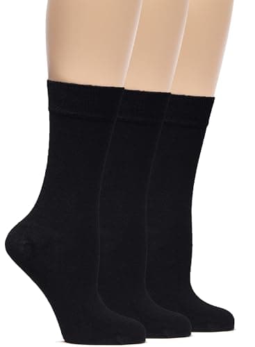 Hugh Ugoli Womens Rayon derived from Bamboo Dress Socks, Crew Soft Thin Calf Socks for Business, Trouser & Casual, Black, 3 Pairs, Shoe Size: 6-9 - Image 1