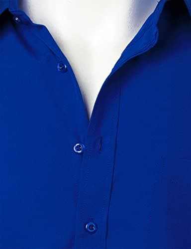 ZEROYAA Men's Regular Fit Dress Shirt Solid Wrinkle-Free Long Sleeve Casual Business Button Up Shirts with Pocket ZSSCL05-Royal Blue XX-Large - Image 5