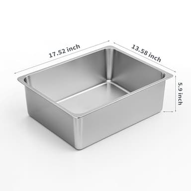 Kirecoo Stainless Steel Cat Litter Box - Metal High Sided Cat Pan, Large Stainless Steel Box, Indoor Litter Tray, Non Stick, No Smell, Easy to Clean, Pet Toilet Supplies for Kitten, Kitty, Rabbit - Image 2