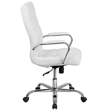 Flash Furniture Whitney High-Back Swivel LeatherSoft Desk Chair with Padded Seat and Armrests, Adjustable Height Padded Office Chair, White/Chrome - Image 11
