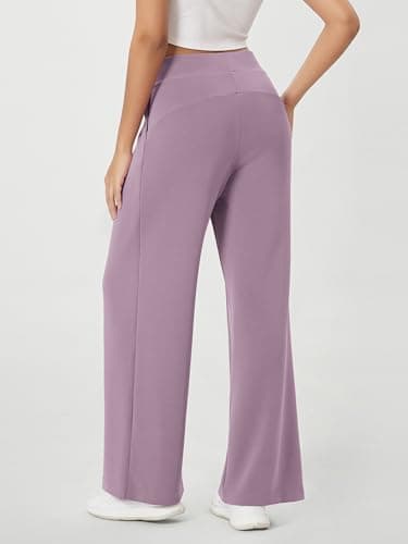 ODODOS Modal Soft Wide Leg Pants for Women High Waist Casual Relaxed Pants with Pockets, 27" Inseam, Taro Purple, X-Small - Image 4