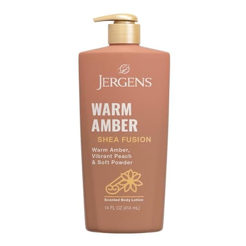 Jergens Shea Fusion Warm Amber Body Lotion, Moisturizer with Shea Butter & Vitamin E, 14 Fl Oz - Image 1
