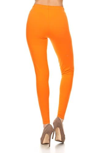 NCL32-Orange-3X Cotton Spandex Solid Leggings, 3X Plus - Image 3