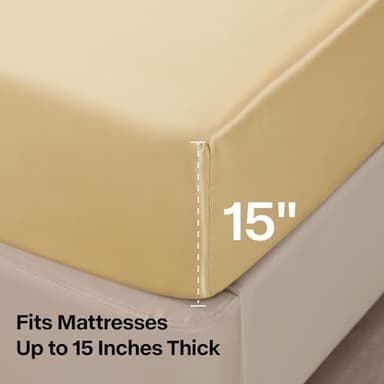 BEDELITE Satin Sheets Queen Size Bed Set, Luxury Soft Champagne Silky Sheets for Hair and Skin, Similar to Silk Bed Sheets Set 4 Pieces with 1 Deep Pocket Fitted Sheet, 1 Flat Sheet, and 2 Pillowcases - Image 5