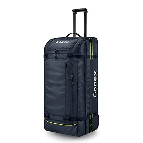Gonex Rolling Duffle Bag with Wheels, 100L Water Repellent Large Wheeled Travel Duffel Luggage with Rollers 33 inch, Navy Blue - Image 1