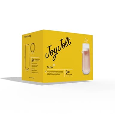 JoyJolt Milo Stemless Champagne Flutes Set of 8 Crystal Glasses. 9.5oz Prosecco Wine Flute, Mimosa Glasses, Cocktail Glass Set, Water Highball Glass, Bar Glassware - Image 9