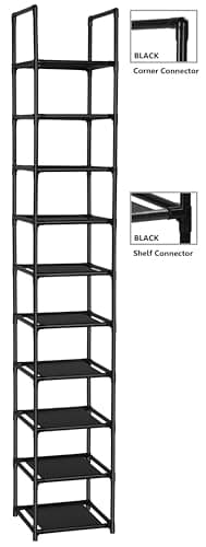 FIDUCIAL HOME 10 Tiers Shoe Rack Space Saving Vertical Single Pairs Sturdy Shoe Shelf Storage Organizer - Image 5