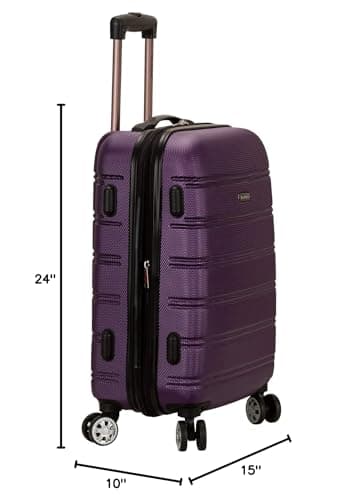 Rockland Melbourne Hardside Expandable Spinner Wheel Luggage, Purple, Checked-Medium 24-Inch - Image 8