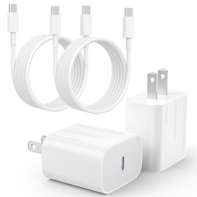 20W USB C Fast Charger Compatible with iPhone 16/16 Plus/ 16 Pro Max/ 15/ iPad Pro, 2Pack PD USB C Charger Block with 6FT Type C to C Cable - Image 1