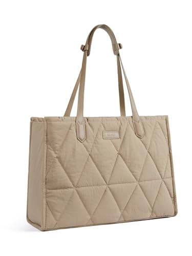 CLUCI Quilted Puffer Tote Bag for Women 15.6 inch Laptop Shoulder Women Briefcase Work Bag for Travel - Image 8