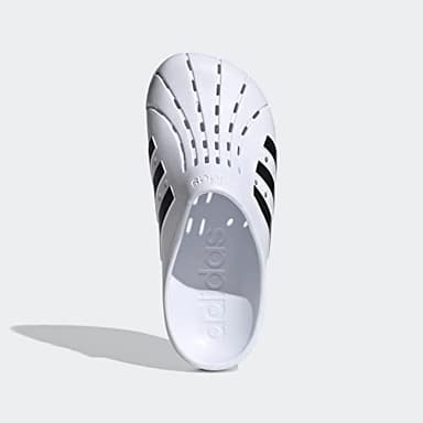 adidas unisex adult Adilette Clog Slide Sandal, White/Black/White, 7 Women Men US - Image 3