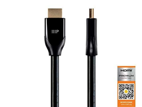 Monoprice 4K Certified Premium High Speed HDMI Cable - 4K60Hz, 18Gbps, HDR, 30ft, Black - Image 1