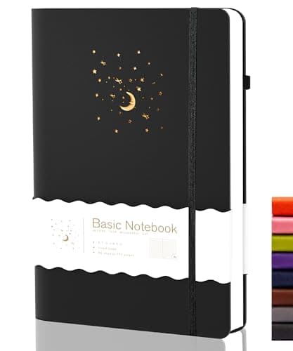 CAGIE Lined Journal Notebook for Work, Hardcover Notebook Journals for Writing Women Men Note Taking Diary with Pen Loop (Black Ruled), Gifts, 5.7" x 8.3", 196 Pages - Image 1