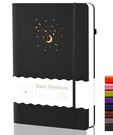 CAGIE Lined Journal Notebook for Work, Hardcover Notebook Journals for Writing Women Men Note Taking Diary with Pen Loop (Black Ruled), Gifts, 5.7" x 8.3", 196 Pages - Image 1