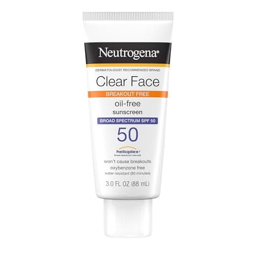 Neutrogena Clear Face Sunscreen Lotion for Acne-Prone Skin, Broad Spectrum SPF 50, Sunscreen for Face & Oily Skin, Oil-,Fragrance- & Oxybenzone-Free, Water Resistant, Matte, Unscented, 3 Fl Oz - Image 1