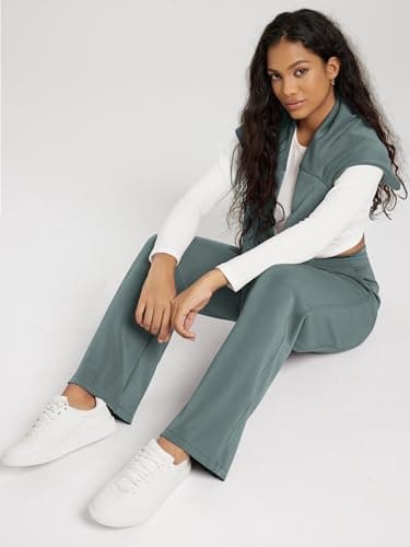 ODODOS Women's Modal Soft Wide Leg Pants with Pockets Adjustable Shockcord High Waist Casual Lounge Pants-31 Inseam, Slate Green, Large - Image 4