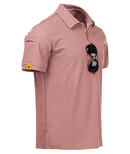 SCODI Mens Polo Shirts Performance Short Sleeve Tactical Shirts Athletic Golf Shirt for Men Daily Casual Collared T-Shirt Ash Red 5XL - Image 1