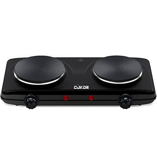 CUKOR Electric Hot Plate, Double Cast Iron 2 Burner, 1800W Countertop Burner, Dual Electric Stove Burners, Portabel Electric Cooktop, Portabel Double Burner for Cooking - Image 1