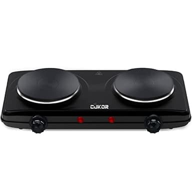 CUKOR Electric Hot Plate, Double Cast Iron 2 Burner, 1800W Countertop Burner, Dual Electric Stove Burners, Portabel Electric Cooktop, Portabel Double Burner for Cooking - Image 1