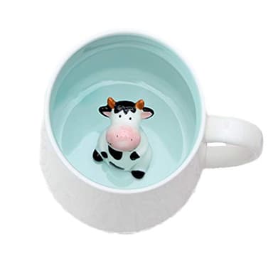 ZaH Coffee Mug Cartoon Animal Ceramic Cup Christmas Birthday Gift for Kids Boys Girls Cow - Image 1