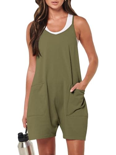 ANRABESS Womens Rompers Summer Casual Loose Sleeveless Overalls Spaghetti Strap Shorts Jumpsuit 2025 Beach Vacation Outfits X-Large - Image 1