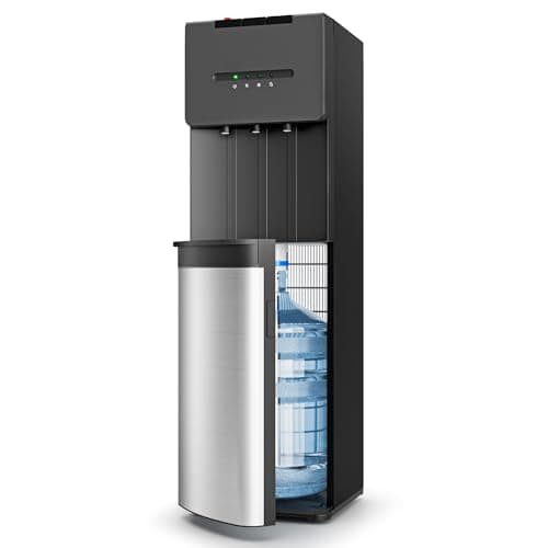 EUHOMY Bottom Loading Water Cooler Dispenser for 5 Gallon Bottle, 3 Temperature Settings – Cold, Warm & Hot, with Child Lock, LED Display Light, Water Cooler for Home, Office, Apartment, Black - Image 1
