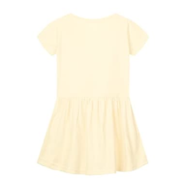 Mud Kingdom Little Girls Cotton Dress Soft Short Sleeve Solid Color Casual Spring Summer Beige Size 7-8 - Image 2