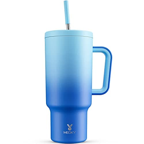 Meoky 40oz Tumbler with Handle, Leak-proof Lid and Straw, Insulated Coffee Mug Stainless Steel Travel Mug, Keeps Cold for 34 Hours or Hot for 10 Hours (Sky) - Image 1