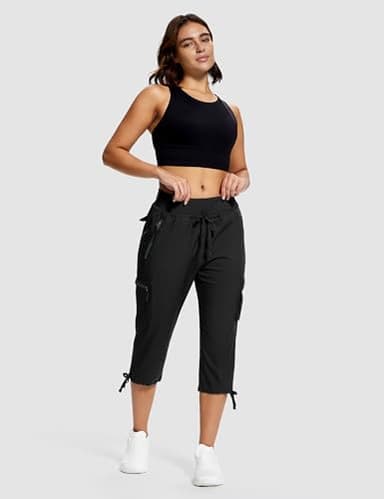ISEEGZ Hiking Capris for Women with Pockets Lightweight Quick Dry Cargo Capri Travel Pants Women Casual Women's Capris - Image 2