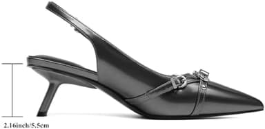 Mostrin Kitten Heels for Women Pointed Toe Pumps Patent Leather Low Heel Slingback Heels with Buckle Dress Shoes for Dating Party Working - Image 4