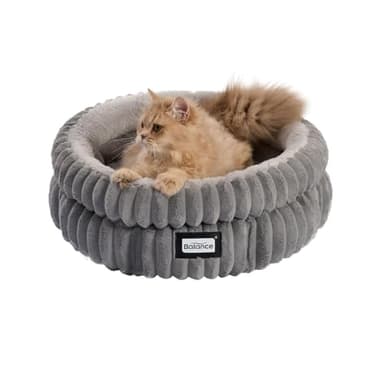 BALANCE Cat Bed Kitten Bed, Washable Round Cat Beds for Indoor Cats, Super Soft Plush Faux Fur Pet Bed for Puppy and Kitten with Anti-Slip Bottom - Image 1