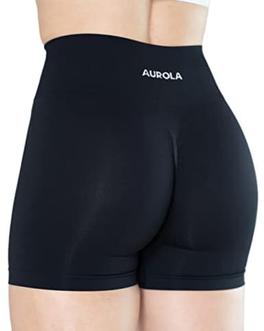 AUROLA Dream Collection Women Workout Shorts High Waist Gym Shorts, Scrunch Butt Seamless Athletic Shorts,Dark Black,S - Image 1